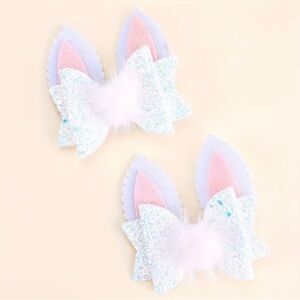 Bunny hair clip pink glitter